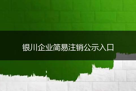 银川企业简易注销公示入口