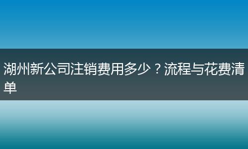 湖州新公司注销费用多少？流程与花费清单