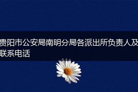 贵阳市公安局南明分局各派出所负责人及联系电话