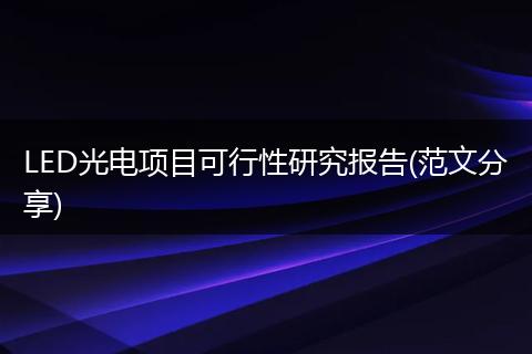 LED光电项目可行性研究报告(范文分享)