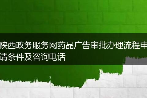 陕西政务服务网药品广告审批办理流程申请条件及咨询电话