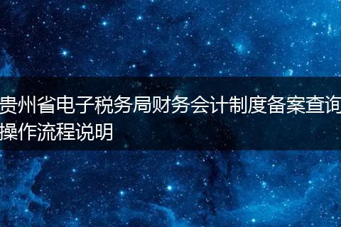 贵州省电子税务局财务会计制度备案查询操作流程说明