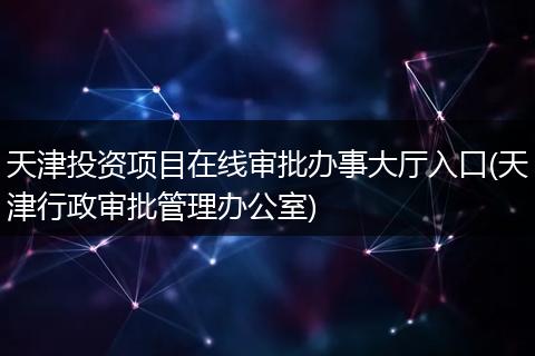 天津投资项目在线审批办事大厅入口(天津行政审批管理办公室)
