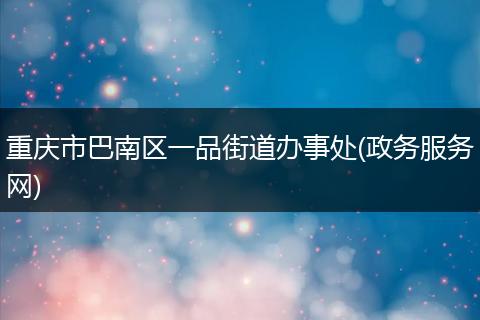 重庆市巴南区一品街道办事处(政务服务网)