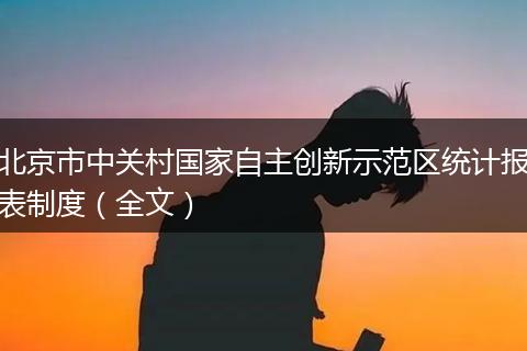 北京市中关村国家自主创新示范区统计报表制度(全文)