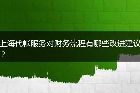 上海代帐服务对财务流程有哪些改进建议？