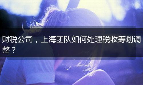 财税公司，上海团队如何处理税收筹划调整？