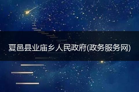 夏邑县业庙乡人民政府(政务服务网)