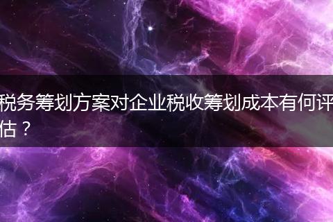 税务筹划方案对企业税收筹划成本有何评估?