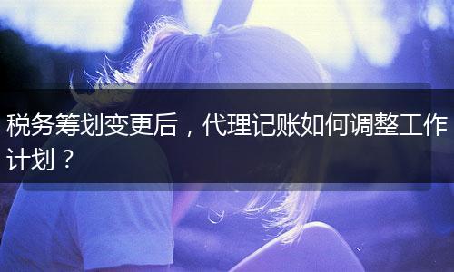 税务筹划变更后,代理记账如何调整工作计划?