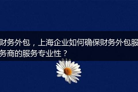 财务外包,上海企业如何确保财务外包服务商的服务专业性?