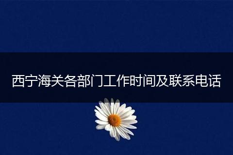 西宁海关各部门工作时间及联系电话