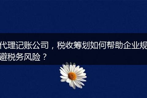 代理记账公司，税收筹划如何帮助企业规避税务风险？