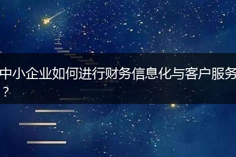中小企业如何进行财务信息化与客户服务？
