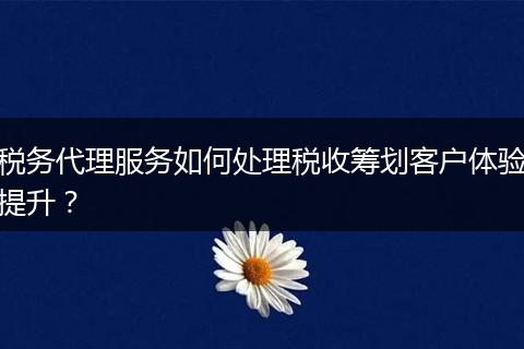 税务代理服务如何处理税收筹划客户体验提升?