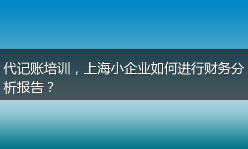 代记账培训,上海小企业如何进行财务分析报告?