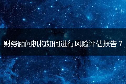 财务顾问机构如何进行风险评估报告?