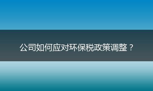 公司如何应对环保税政策调整?