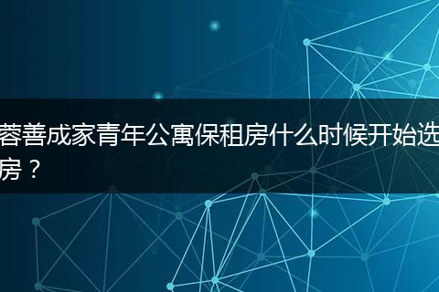 蓉善成家青年公寓保租房什么时候开始选房?