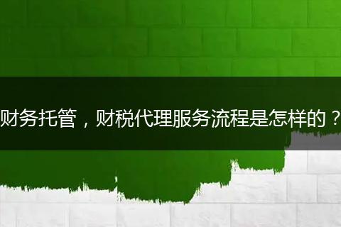 财务托管,财税代理服务流程是怎样的?