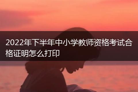 2022年下半年中小学教师资格考试合格证明怎么打印
