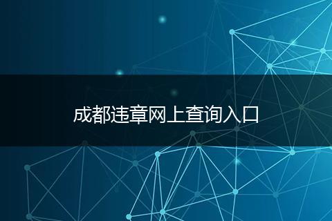 成都违章网上查询入口