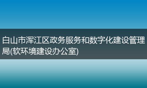 白山市浑江区政务服务和数字化建设管理局(软环境建设办公室)
