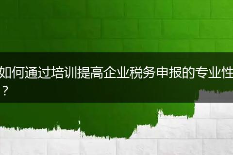 如何通过培训提高企业税务申报的专业性？