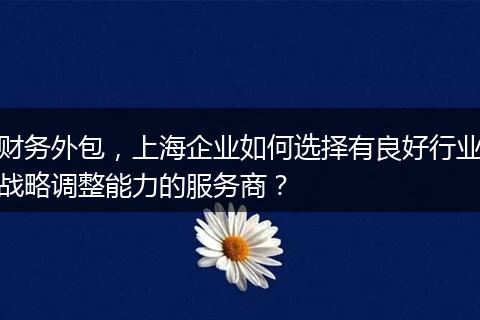 财务外包，上海企业如何选择有良好行业战略调整能力的服务商？