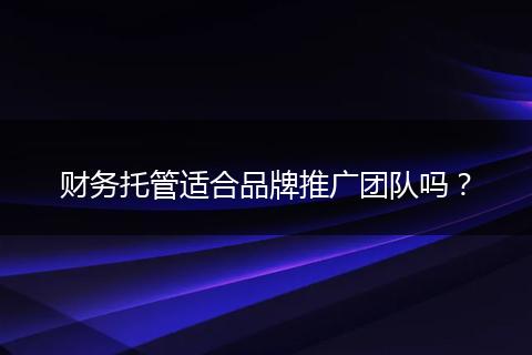 财务托管适合品牌推广团队吗？