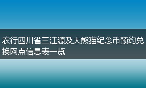 农行四川省三江源及大熊猫纪念币预约兑换网点信息表一览