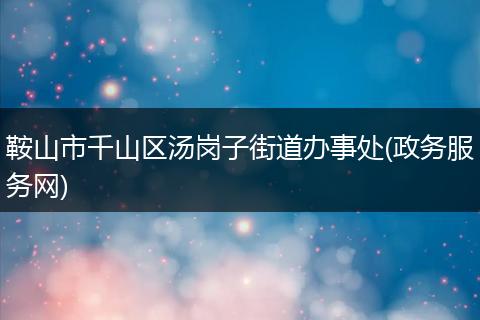 鞍山市千山区汤岗子街道办事处(政务服务网)
