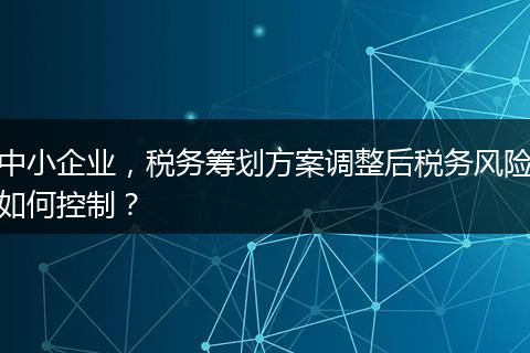 中小企业,税务筹划方案调整后税务风险如何控制?