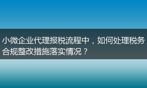 小微企业代理报税流程中,如何处理税务合规整改措施落实情况?