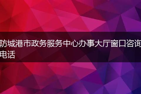 防城港市政务服务中心办事大厅窗口咨询电话