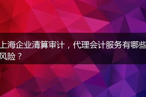 上海企业清算审计,代理会计服务有哪些风险?