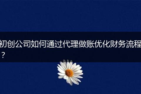初创公司如何通过代理做账优化财务流程？