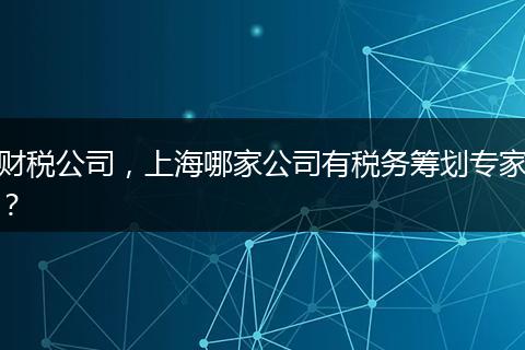 财税公司,上海哪家公司有税务筹划专家?