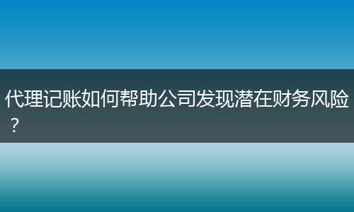 代理记账如何帮助公司发现潜在财务风险?