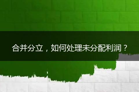 合并分立，如何处理未分配利润？