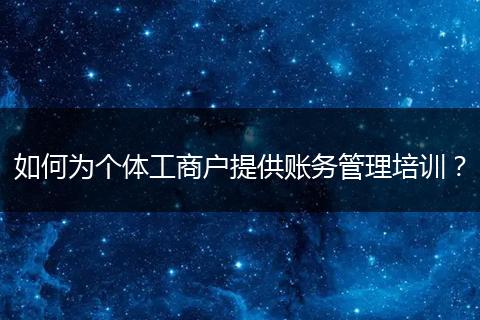 如何为个体工商户提供账务管理培训？