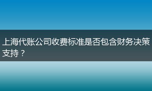 上海代账公司收费标准是否包含财务决策支持？