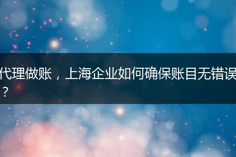 代理做账,上海企业如何确保账目无错误?