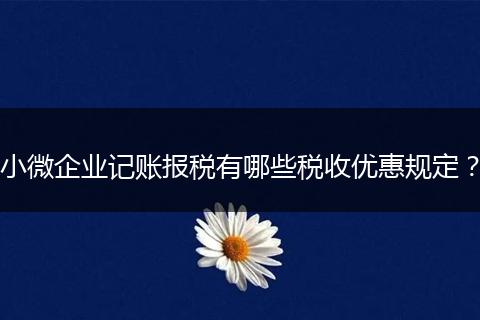 小微企业记账报税有哪些税收优惠规定？