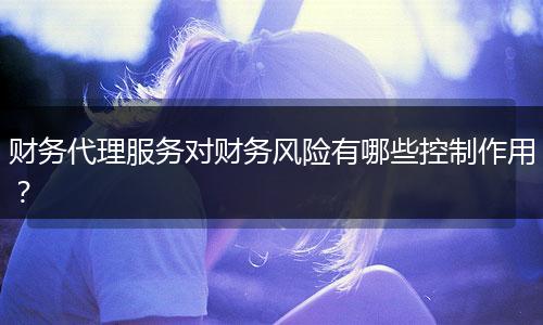 财务代理服务对财务风险有哪些控制作用？