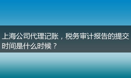 上海公司代理记账,税务审计报告的提交时间是什么时候?