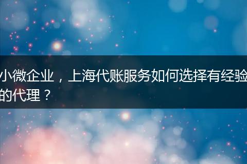 小微企业,上海代账服务如何选择有经验的代理?