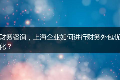 财务咨询,上海企业如何进行财务外包优化?