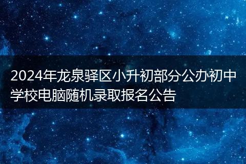 2024年龙泉驿区小升初部分公办初中学校电脑随机录取报名公告