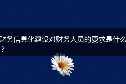 财务信息化建设对财务人员的要求是什么?